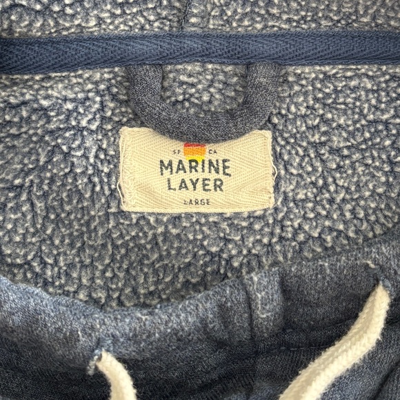 Marine Layer Dark Blue Pullover Hoodie Sweatshirt Size Large - Picture 3 of 8